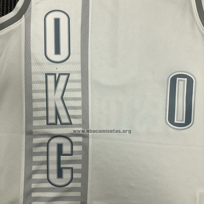 Camiseta Oklahoma City Thunder Russell Westbrook NO 0 Ciudad 2021-22 Blanco